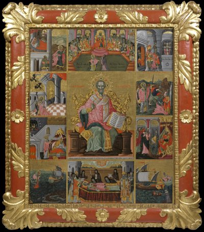 Icona di San Nicola con scene della sua vita e miracoli, 1733 da Laskaris Leichoudis